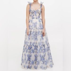 Floral Hydrangea Print Maxi Dress
